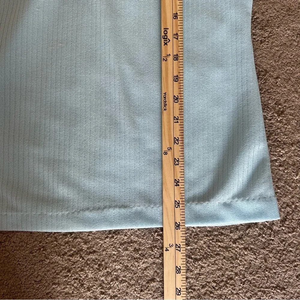 Vintage Blue Ribbed Mock Neck Puff Sleeve Top 70s 80s Retro Medium - Picture 8 of 11